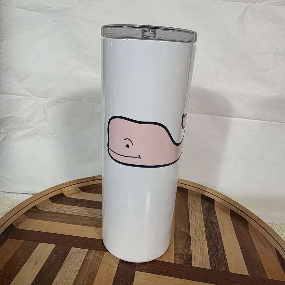 Vineyard Vines TRITAN Pink Whale White Tumbler Stainless Steel NO STRAW 22.5 OZ